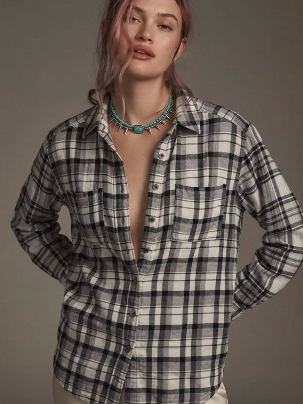 Anthropologie Pilcro The Hadley Plaid Shirt M